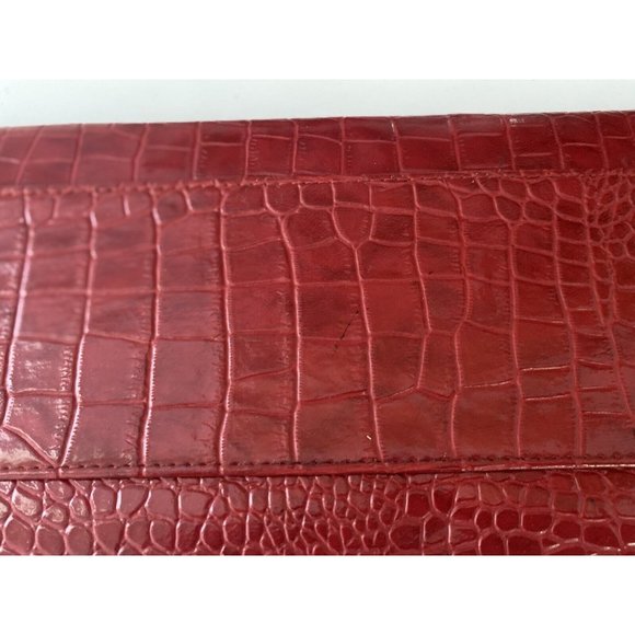 Vintage Miche Classic Clutch Purse Shell Red Ella Animal Print Veg Leather NWOT - Picture 3 of 16